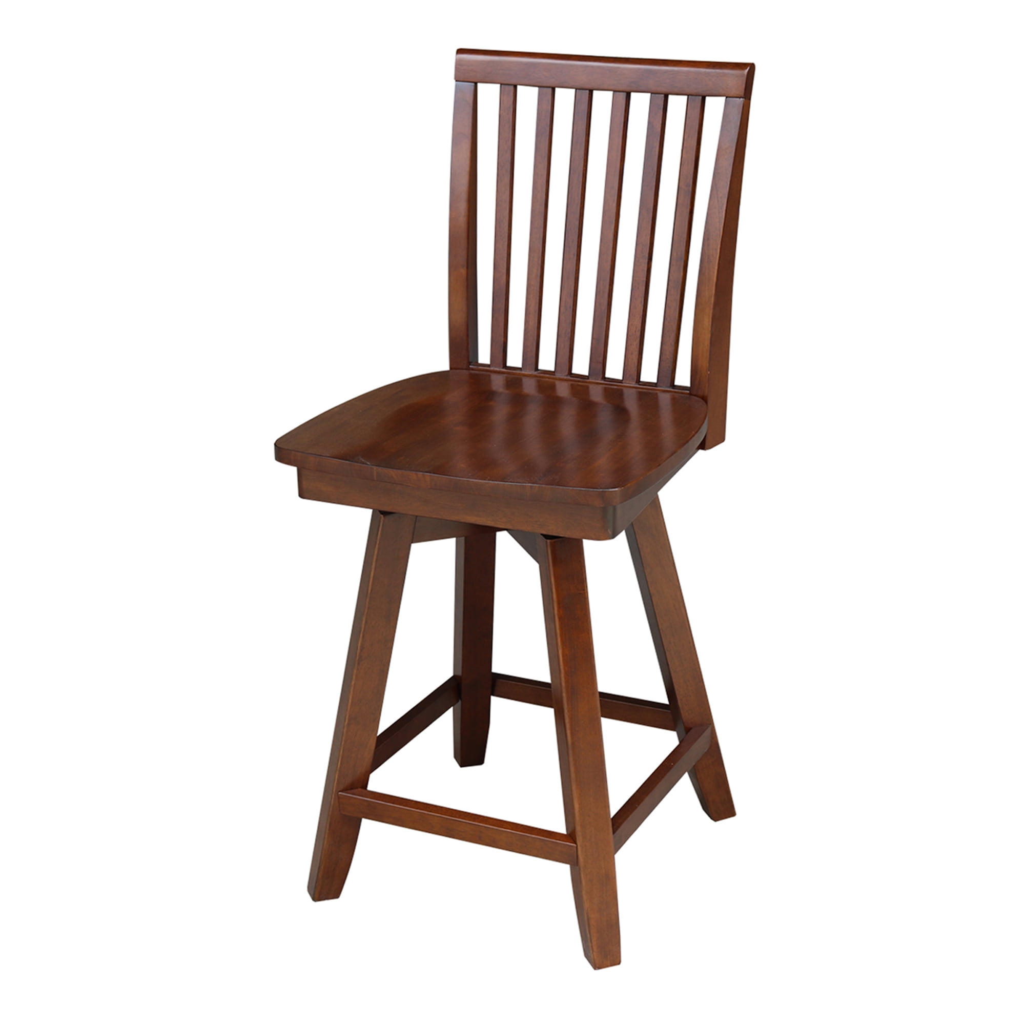 International Concepts Wood Mission Slat Back Counter Height Stool with Swivel Seat, 24" Seat