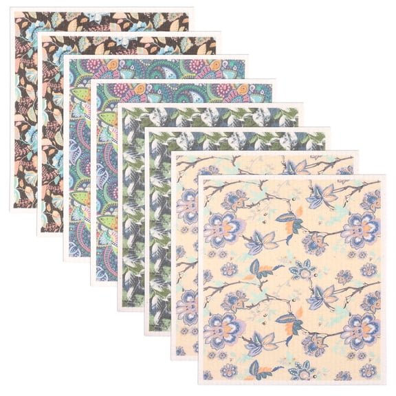 8 Pack Swedish Dishcloths, Reusable Paper Towels for Kitchen, Super Absorbent Cellulose Sponge Cloths, Washable Eco-Friendly Dish Rags, 7.7 x 6.7 in