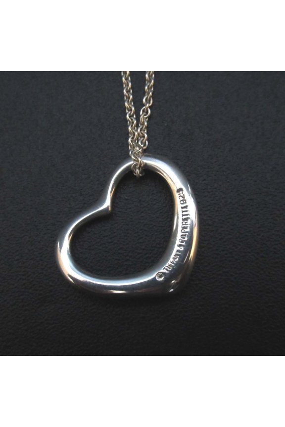 Pre-Owned Tiffany & Co. Elsa Peretti Open Heart Necklace Pendant in 925 SV Silver for Women
