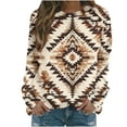 thumbnail image 2 of CLOISE Women's Sweatshirts Ethnic Aztec Print Oversized Sweatshirts Crewneck Long Sleeve Hoodies Shirts Beige Raglan Basic Tops Fall Fashion Y2k Clothes XL, 2 of 5