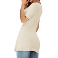 thumbnail image 4 of Short Sleeved Women Solid Color V-neck T-shirt Summer Slim Fit Knotted Tunic Tops, 4 of 4