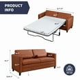 thumbnail image 2 of ZAFLY 2-in-1 Queen Size Pull Out Sofa Bed | Convertible Sleeper Sofa with Fold Out Mattress | Leather Loveseat Futon Couches for Living Room - Cognac Tan, 2 of 7