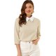 thumbnail image 1 of Blusa con cuello en contraste de mangas 3/4 para mujer Beige L, 1 of 6