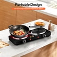 thumbnail image 5 of Hot Plate, Electric Stove for Cooking, 2000W Countertop Double Burner with Adjustable Temperature and Handles,Cooktop for RV/Home/Camp, Easy to Clean,Compatible for All Cookwares, 5 of 8