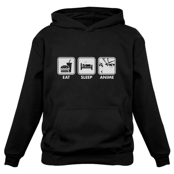 Tstars Mens Anime Lover Japanese Animation Funny Humor Eat Sleep Anime Cool Birthday Gift Fans Manga Anime Gifts Hoodie