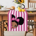 thumbnail image 5 of Cute Girl Table Runner, Pink White Stripe Bow Cartoon Vintage Style Kitchen Table Runners Dress Scarves for Table Decorations Party/Restaurant/Indoor Outdoor Use, 13x72in, 5 of 9