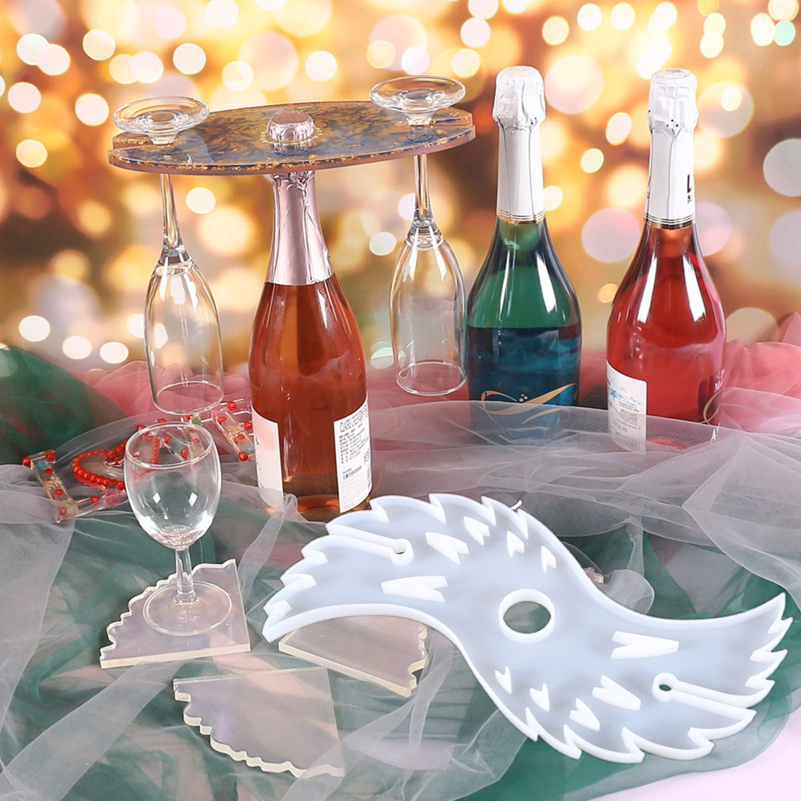DIY Epoxy Resin Mold Wine Glass Holder Tray Silicone Mould Handmade Crafts Gift Multicolor