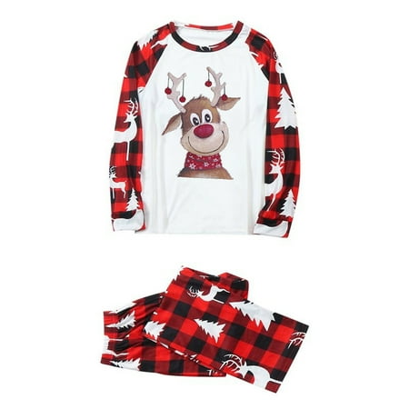 

Fanxing Clearance Deals Family Christmas Pajamas Matching Sets Plaid Pajama Pants Long Sleeve Tops Xmas Clothes for Teens Womens Mens