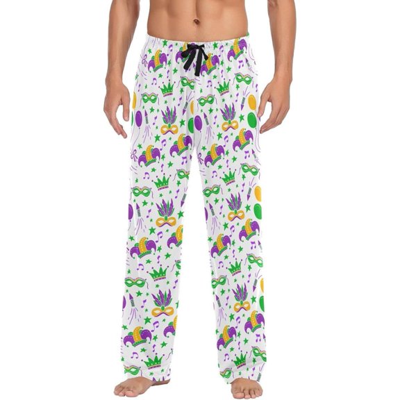 GZHJMY Mardi Gras Pajama Pants for Men, Lounge Pants Lightweight Men Pajama Bottoms with Drawstring Pockets, Christmas New Year Birthday Gifts, Small