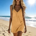 thumbnail image 6 of ZQUUVOU Mini Dresses for Women Linen Cotton Camisole Adjustable Spaghetti Strap Mini Dresses Loose Flowy Beach Vacation Yellow, 6 of 7
