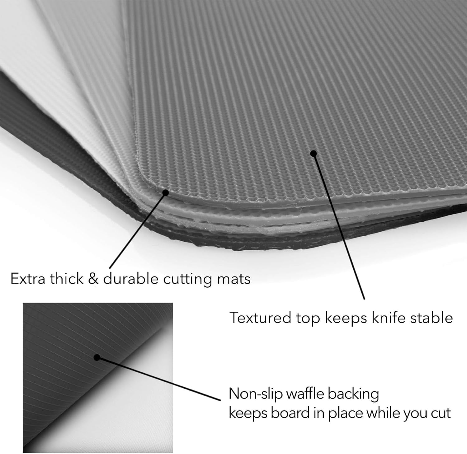 MKEUDQ-Flexible Rectangular Cutting Board Set - Dishwasher-Safe Kitchen Cutting Mat - Textured-Grip Flexible Surface - Odor-Resistant Plastic Chopping Mat - 4-Pack, 11.5 x 15 in, Gray