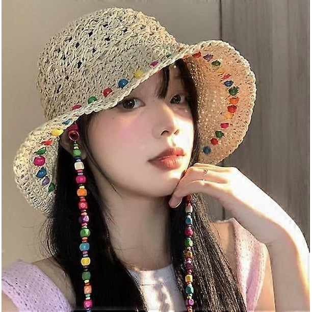 Wide Brim Straw Sun Hat For Women Foldable Summer Beach Hat Straw Woven Cap For Hot Weather Stylish Travel Accessory For Girl
