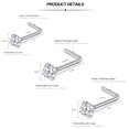 thumbnail image 2 of 20G Nose Rings Screw Rings Studs Surgical Steel Piercing Jewelry L Shaped Nose Studs Diamond Screw Nose Rings CZ Silver, 2 of 6
