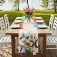 thumbnail image 4 of Table Runners 120 Inches Long Dress Scarves, Hummingbird Farmhouse Coffee/Dining/Kitchen Table Runner for Living Room, Spring Vintage Oil Painting Sunflowers Beige 13x120 Inch, 4 of 9