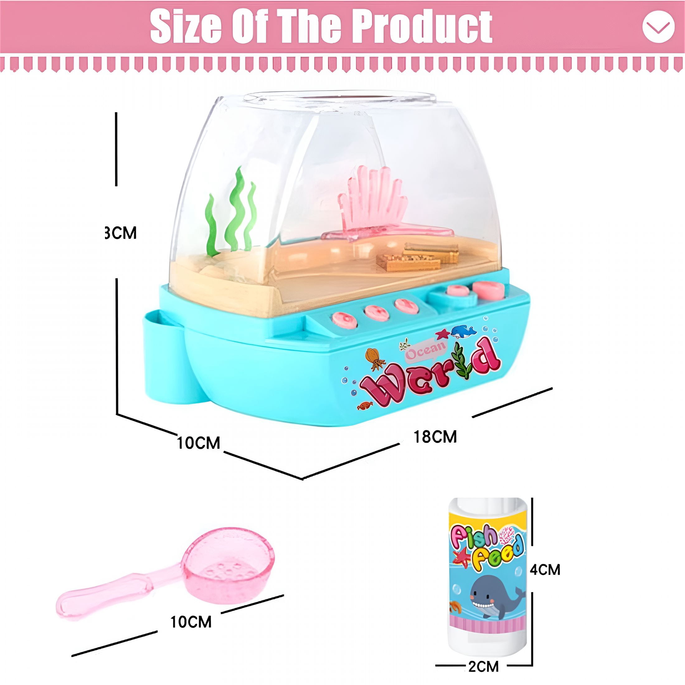 ACDANC Mini Aquarium for Kids Fishing Toys Artificial Fish Tank with Moving Fish,Light,Music,Fishing Rod Fishing Net Pretendplay Toy