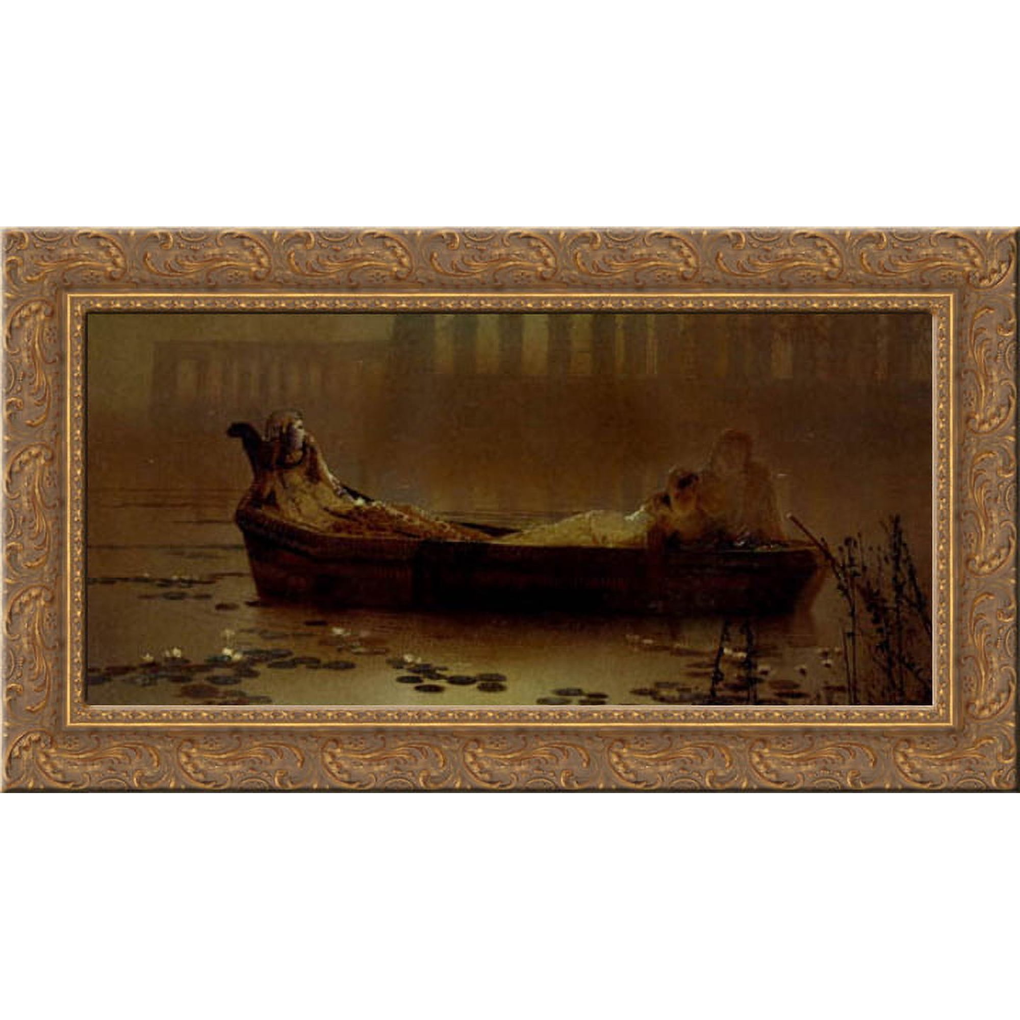 The lotus gatherers 24x16 Gold Ornate Wood Framed Canvas Art by Grimshaw John Atkinson