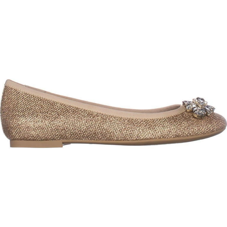 Womens Jewel Badgley Mischka Cabella Ballet Flats Gold Glitter