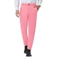 thumbnail image 1 of INSPIRE CHIC Men's Solid Color Slacks Straight Fit Flat Front Chino Dress Pants Pink 32, 1 of 5