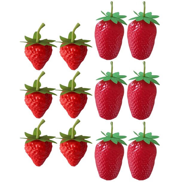 KAKOWELY 12 piezas de decoraciones de fresas artificiales, modelos de fresas, adornos de frutas falsas, decoraciones fotográficas
