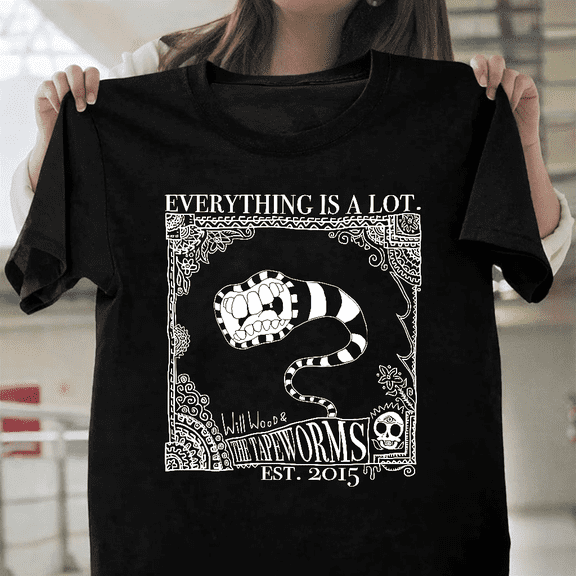 Will Wood And The Tapeworms Everything Is Music Indie Pop Fan Art Unisex T-Shirt, up to size 3XL.