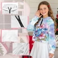 thumbnail image 6 of Xoenoiee Turtle Hibiscus Flower Print Girls Sweatshirt Kids Long Sleeve Hoodie Oversized Fashion Pullover Tops Half Zipper Crop Tops Fall Clothes, 13-14 Years, 6 of 7