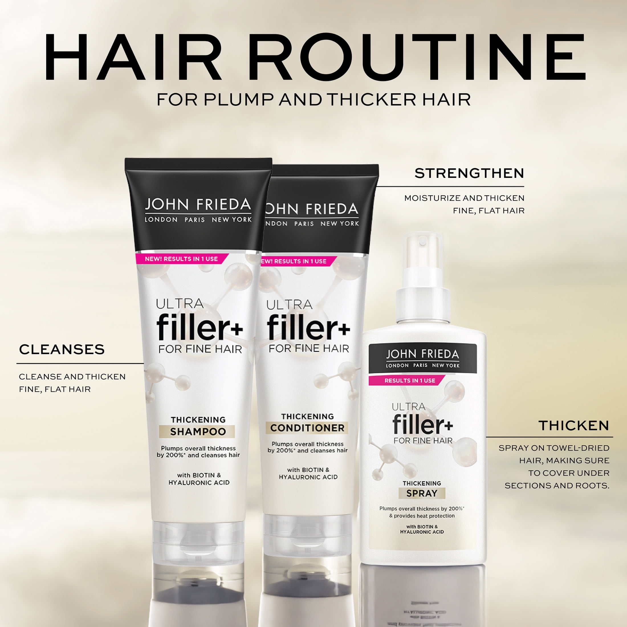 John Frieda ULTRAfiller+ Thickening Spray for Fine Hair, Volumizing Spray, 5 fl oz