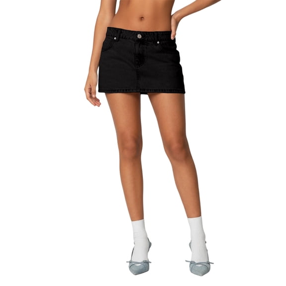 oqasdz Denim Mini Skirts for Women Bodycon Solid Color Button Fashionable Casual Loose Fit Versatile Ladies for Summer Everyday Wear