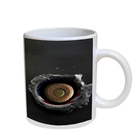 - KuzmarK Coffee Cup Mug Pearl Iridescent White - American Flag Bullet Hole