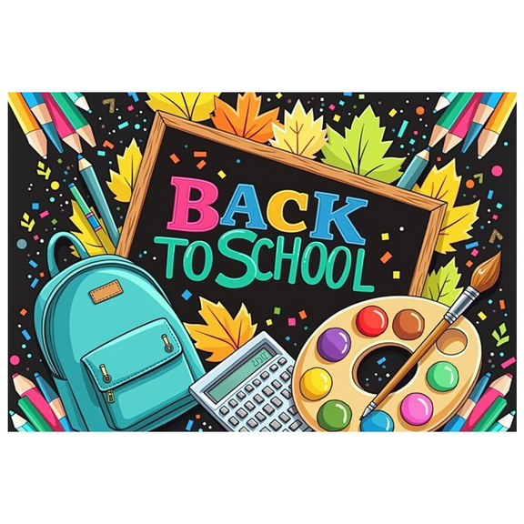 Art Supplies Back to School Banner Educational Autumn Theme Decorative Sign for School Events Classroom Decor