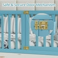 thumbnail image 3 of Queen Size Floor Bed with 21.6" High Fence for Kids, Solid Wood Multifunctional Montessori Bed Frame with Door, Without Slats, Sky, 3 of 7