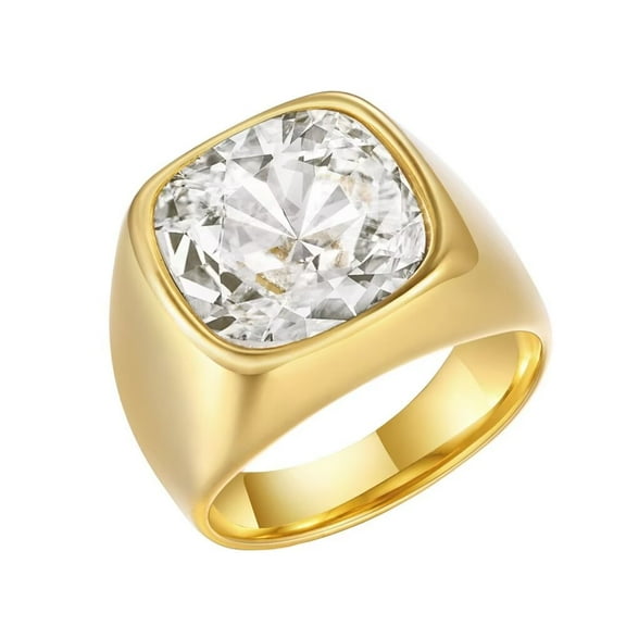 PAURO Dainty Square Agate Gemstone Ring Stainless Steel Sparkle Cubic Zirconia Band Rings for Women Size 8