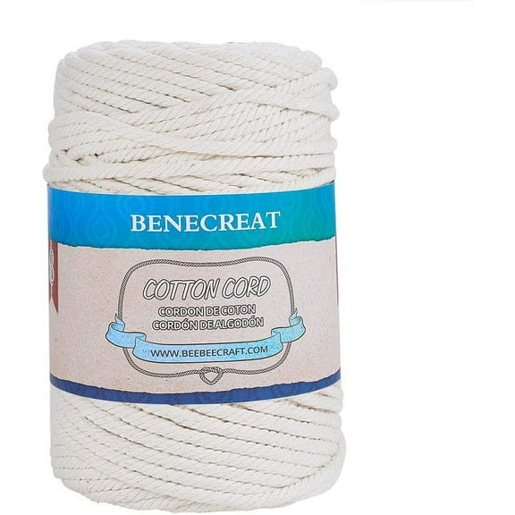 5mm x 110 Yards(328 ft) Macrame Cord 100% Natural Cotton Rope 4-Strand Cotton Cord for Handmade Plant Hanger Wall Hanging Craft Making