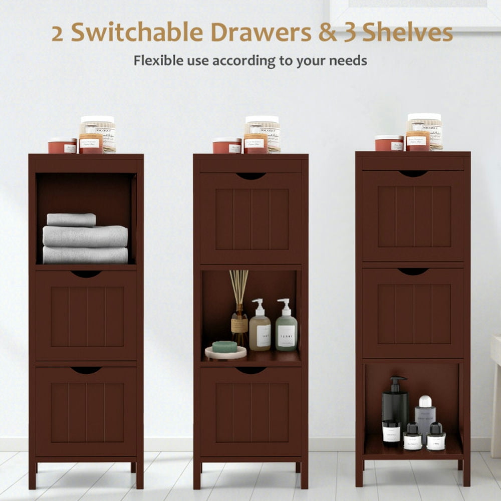 Finihen Bathroom Storage Cabinet, Bathroom Floor Cabinet, Freestanding Storage Cabinet with 2 Removable Drawers, for Bathroom, Living Room, Bedroom, Kitchen, Brown Finihen Bathroom Storage Cabinet, Bathroom Floor Cabinet, Freestanding Storage Cabinet with 2 Removable Drawers, for Bathroom, Living Room, Bedroom, Kitchen, Brown
