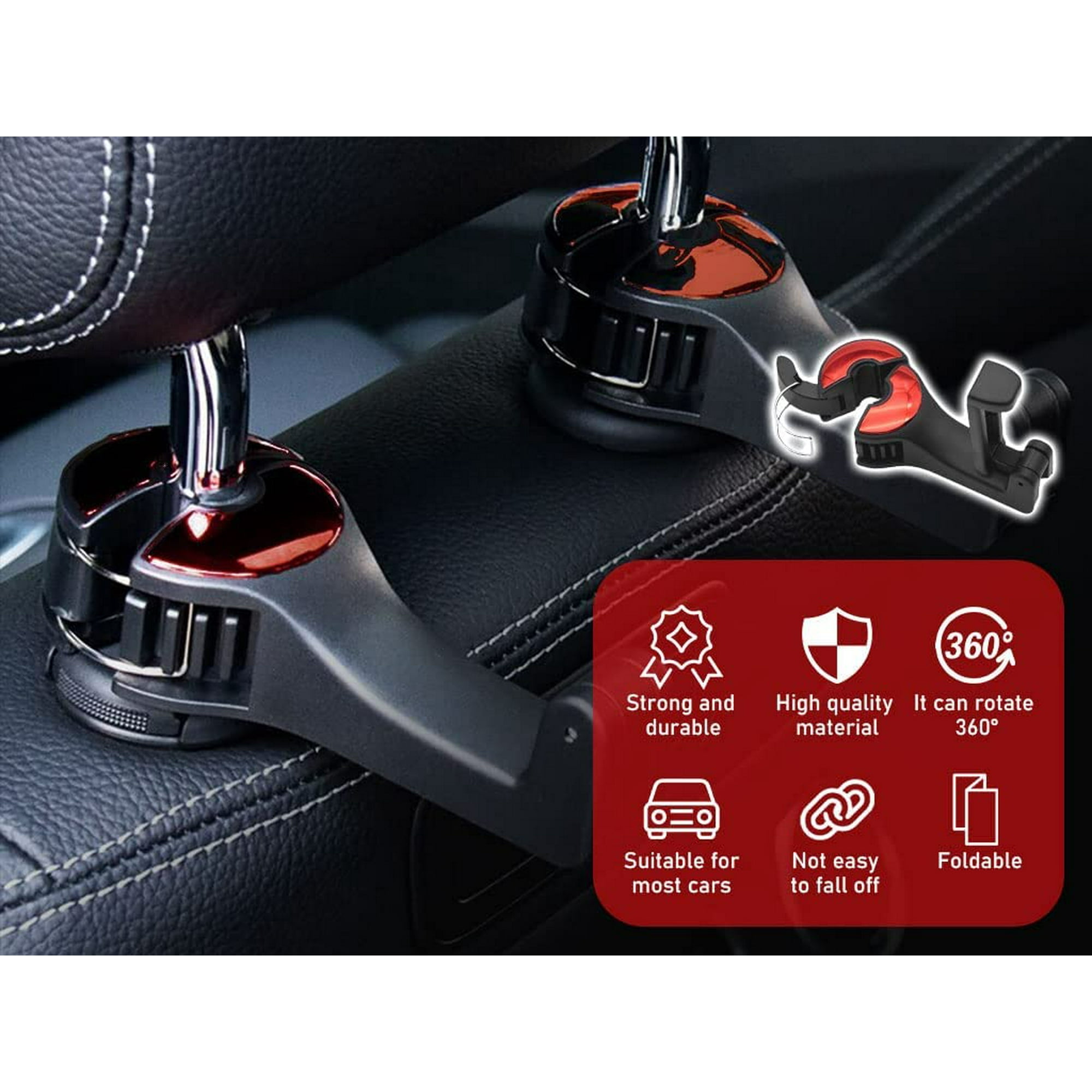 Lot De 4 Crochets Pour Siège De Voiture - Pour Siège Arrière De Voiture - Avec Strass - Pour Siège Arrière - Blanc