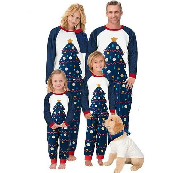 Sunisery Christmas Family Matching Pajamas Sets Christmas Tree Print Holiday Xmas Pjs Sleepwear for Family Adults Kids Baby
