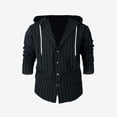 thumbnail image 5 of VSSSJ Mens Summer Cotton Linen Hoodie Button Down Casual Long Sleeve Striped Comfortable Breathable Relaxed Fit Hooded Shirt Top Black XXL, 5 of 9