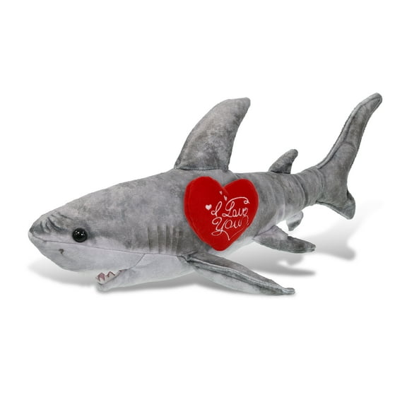 DolliBu I Love You Plush Wild Collection Shark - Cute Stuffed Animal Shark with Red Heart Plush for Valentines, Anniversary, Romantic Date, Boyfriend, or Girlfriend Gift - 20 Inches