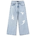 thumbnail image 1 of KIDSCOOL SPACE Girls Flare Jeans,Little Big Girl Ripped Wide Leg Soft Denim Pants,13-14 Years, 1 of 6
