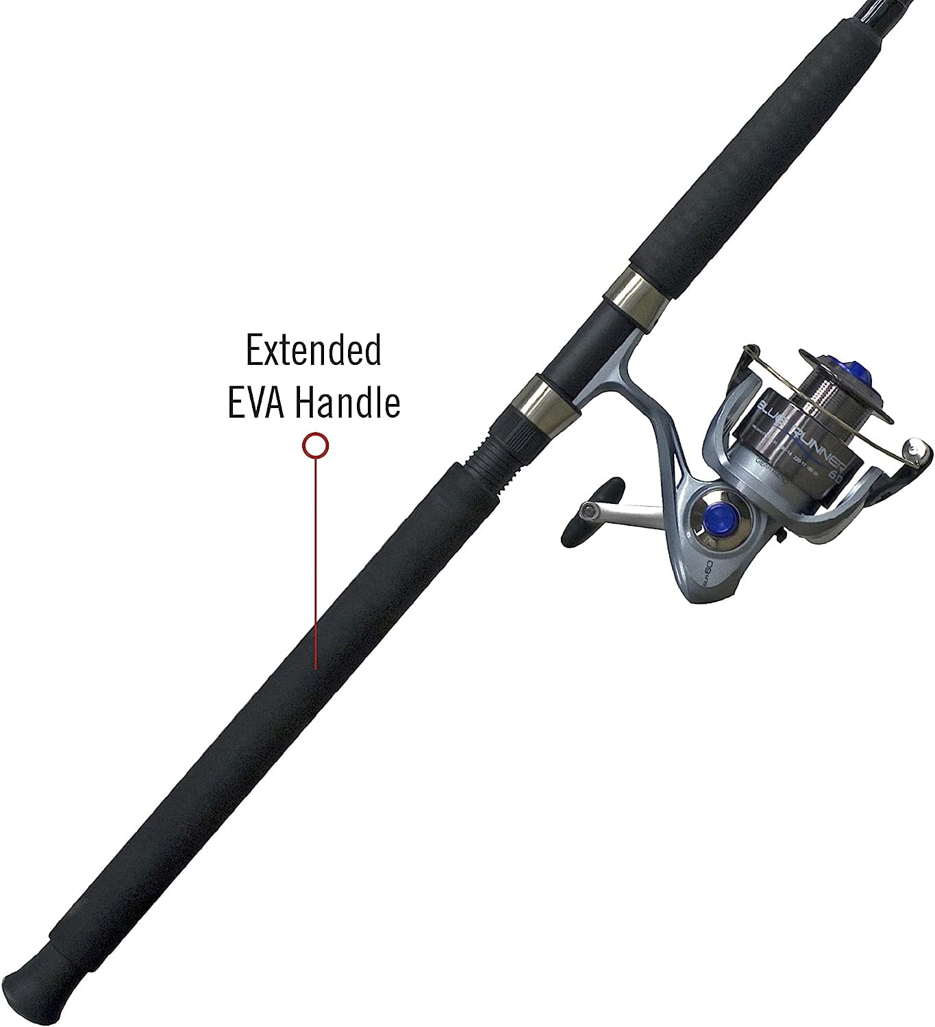 blue runner fishing pole Quantum Spinning Reel and Rod Combo, 10-Foot 2-Piece Fiberglass Fishing Pole, Extended EVA Handle, Medium-Heavy Power, Size 60 Reel, Changeable Right- or Left-Hand Retrieve, Blue : Sports & Outdoors ready fiberglass rod with DynaFlow aluminum Ripple Fisher RunnerExceed BlueRunner Shore