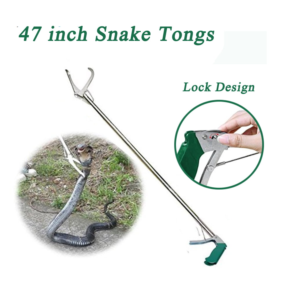 Wide Serrated Jaw Handling Tool with Auto Lock gofeel Snake Grabber Tool,Professional Snake Tongs Collapsible Reptile Catcher Stick Rattlesnake Grabber Pick-up Handling Tool 