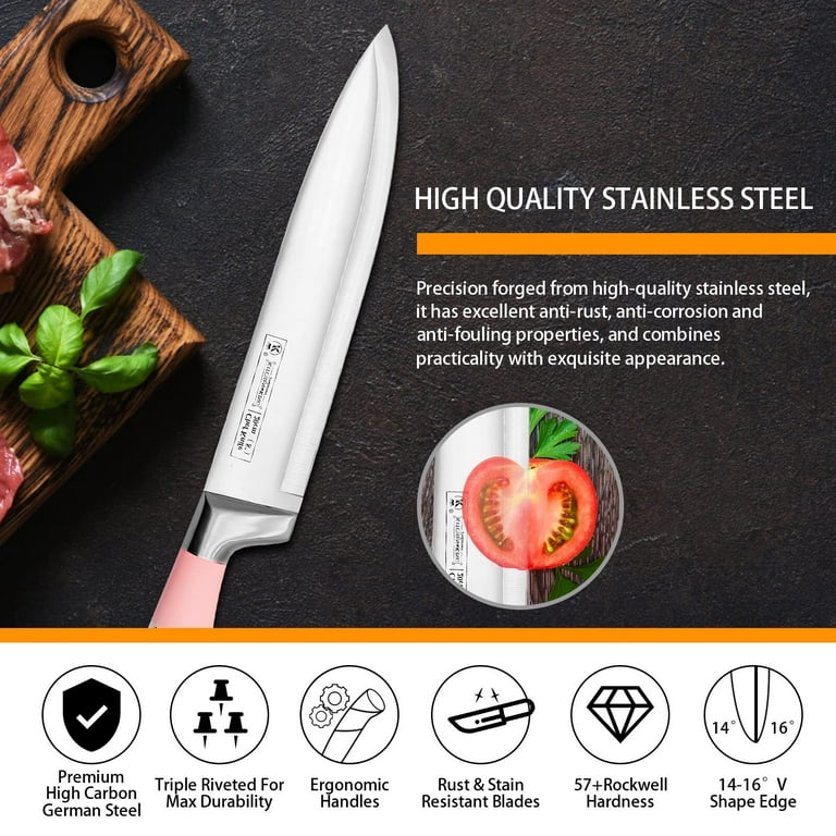  Kitchen Knife Set, 9-Pieces Pink Professional Sharp