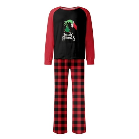

Clearance Before Christmas！Gotyou Family Grinch Pajamas Christmas Prints Family Matching Long Sleeve Tops+Pants Set Family Matching Sets