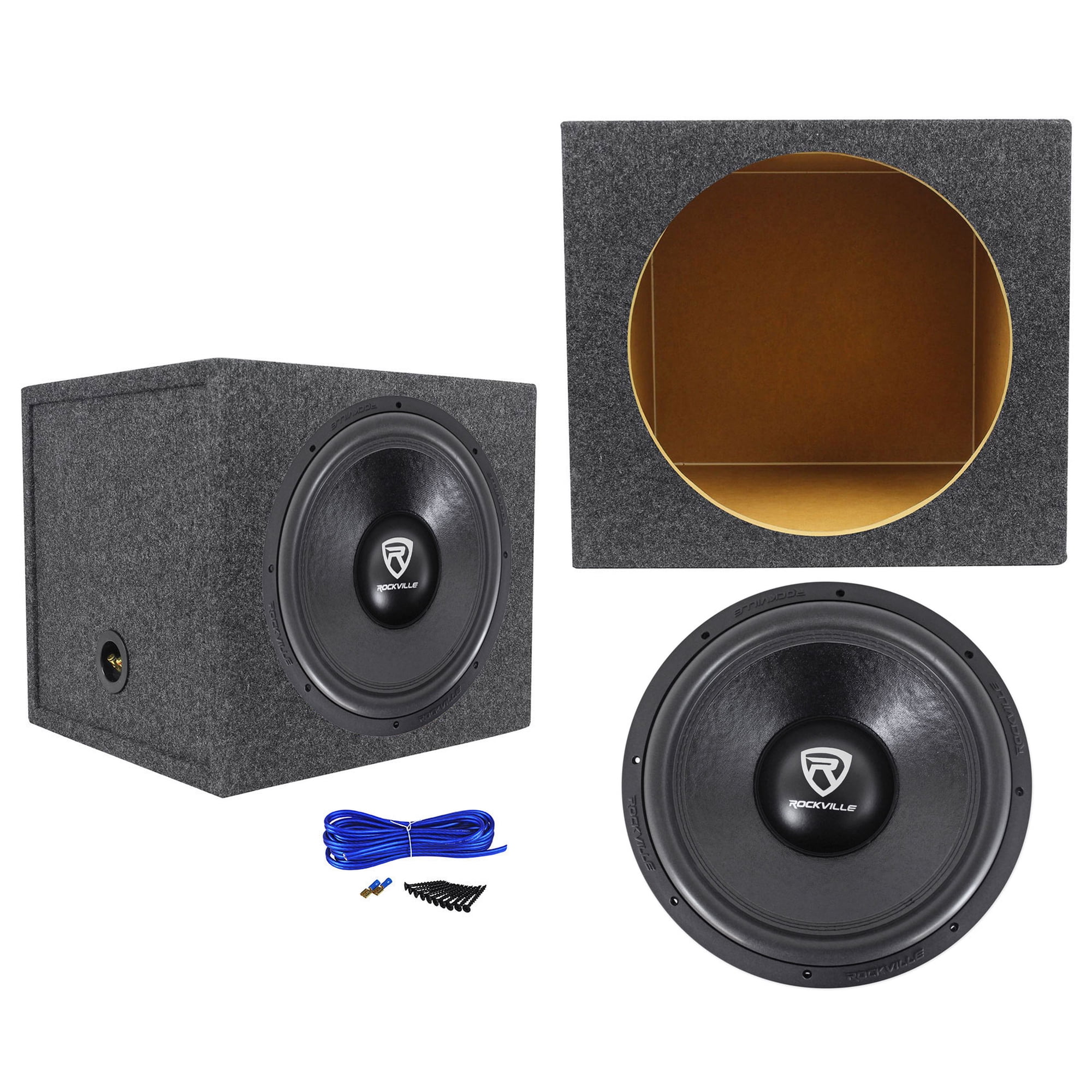 Rockville W15K6D4 V2 15" 4000w Car Audio Subwoofer Sub+Sealed Sub Box Enclosure