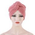 thumbnail image 4 of Cheers.US Turban Hat Solid Color Bohemian Elastic Comfortable Acrylic Fiber Women Knitted Indian Head Wrap for Outdoor, 4 of 9