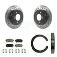 thumbnail image 1 of Transit Auto Rear Disc Drilled & Slotted Rotors Ceramic Pads and Parking Brake Shoes Kit for Car Kia Optima with Manual KDC-101470, 1 of 11