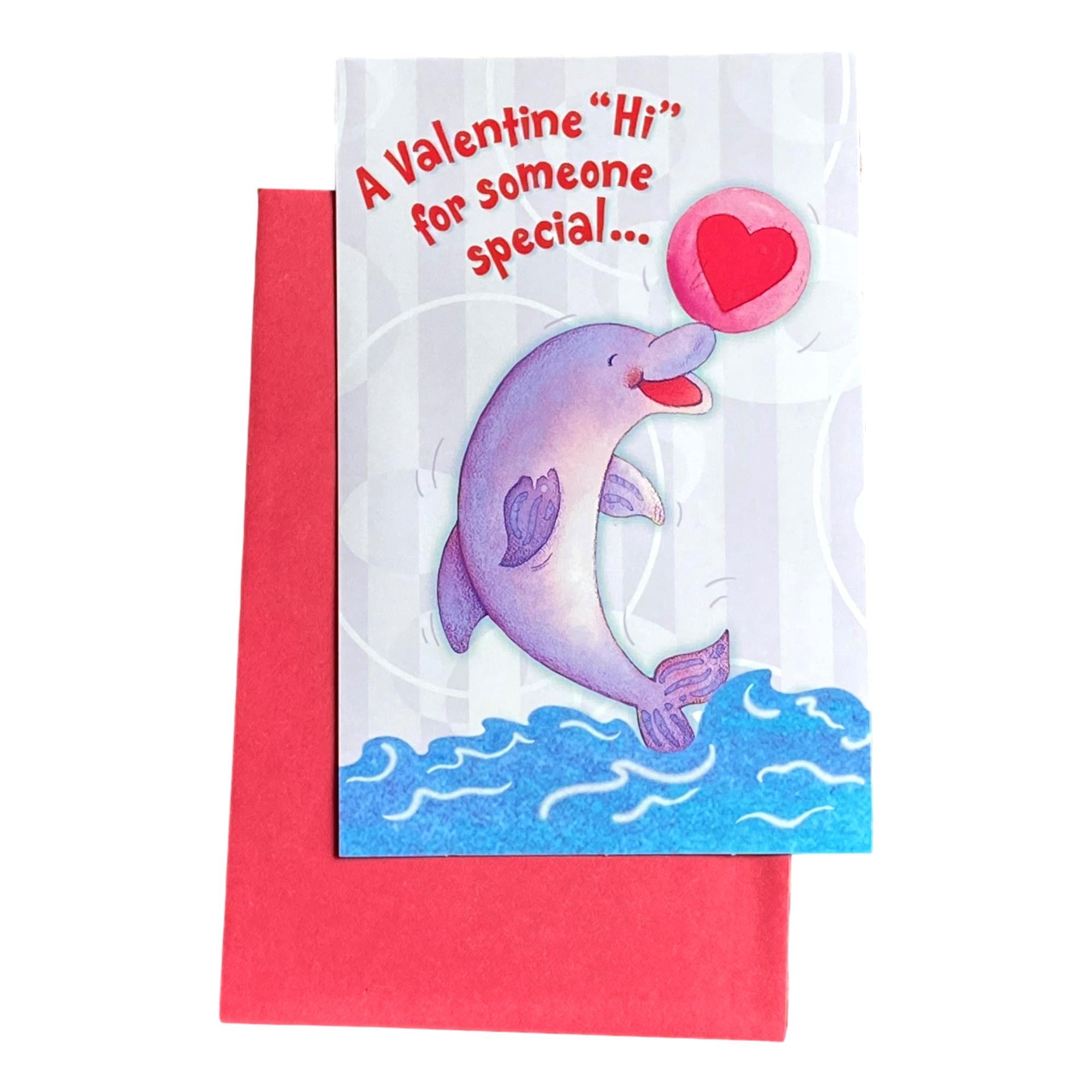 Valentine's Day Greeting Card for Kids - A Valentine "Hi" for someone  special...; Dolphin, Hearts - Walmart.com