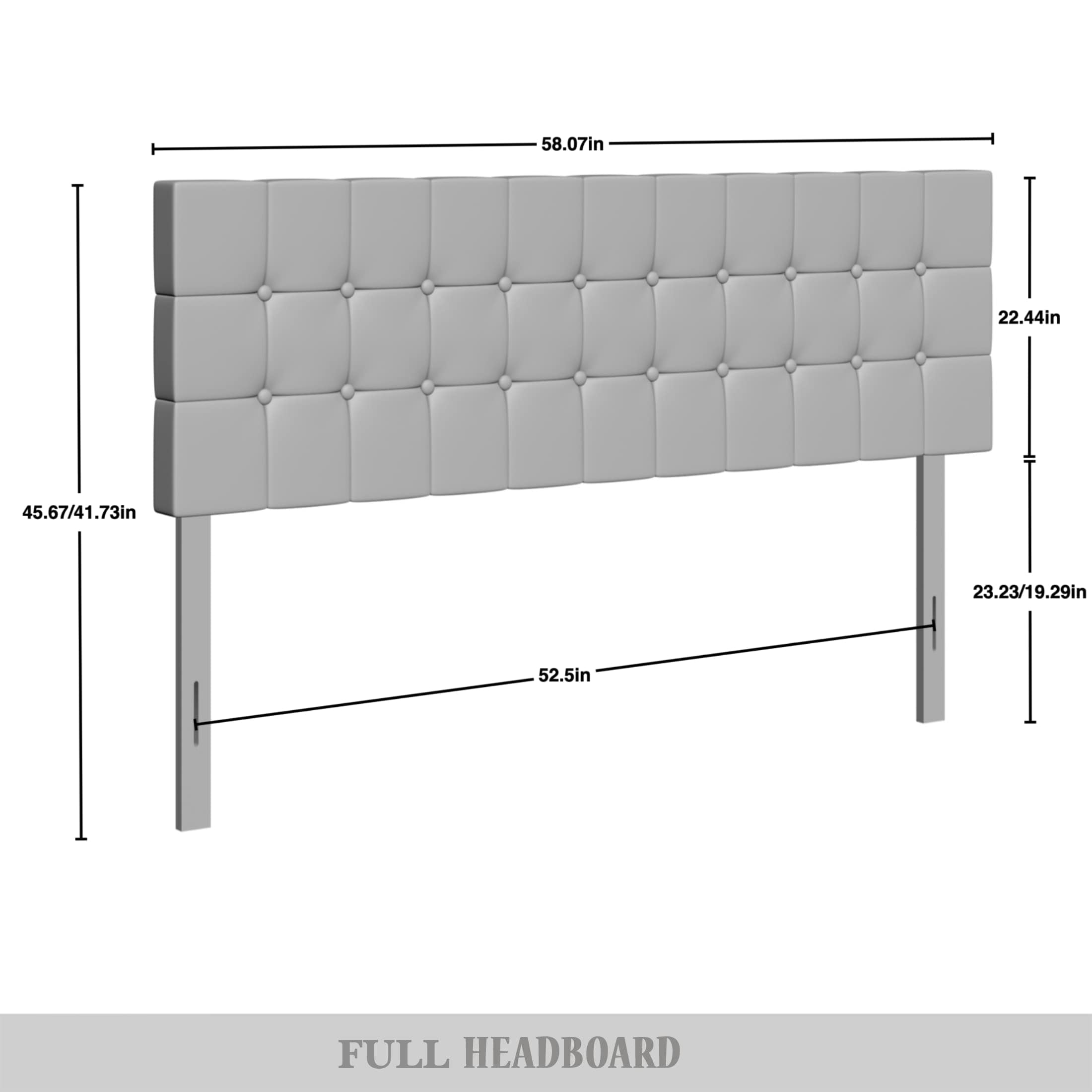 Castle Place Upholstered Button Tufted Linen Headboard, Light Grey, Full
