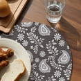 thumbnail image 3 of Grey Paisley Round 13 Inch Placemats Set of 2, Ethnic Vintage Floral Botanical Abstract HeatResistant Non Slip Place Mats for Dining Table, Wipeable Braided Kitchen Table Mats for Housewarming, 3 of 9