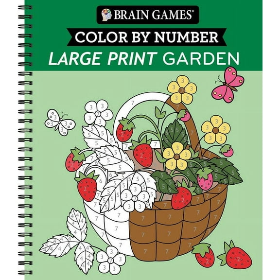 Brain Games - Color by Number Brain Games - Color by Number - Large Print: Garden, (Spiral-Bound)