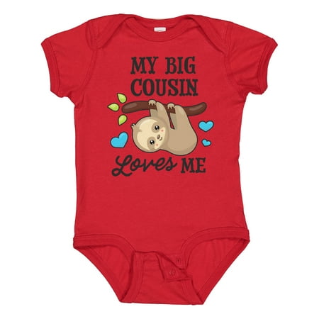 

Inktastic My Big Cousin Loves Me with Sloth and Hearts Gift Baby Boy or Baby Girl Bodysuit